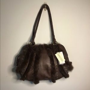 NWT Capacolli leather and fur purse